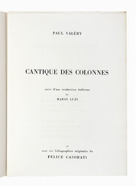PAUL VALRY : Cantique des colonnes.  - Asta Libri, autografi e manoscritti - Associazione Nazionale - Case d'Asta italiane