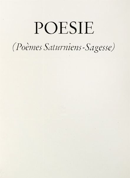 PAUL VERLAINE : Poesie.  - Asta Libri, autografi e manoscritti - Associazione Nazionale - Case d'Asta italiane