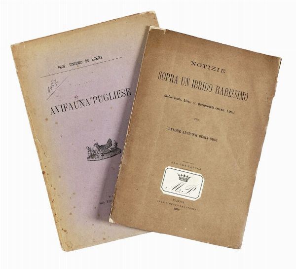 VINCENZO DE ROMITA : Avifauna pugliese: catalogo sistematico degli uccelli osservati in Puglia...  - Asta Libri, autografi e manoscritti - Associazione Nazionale - Case d'Asta italiane
