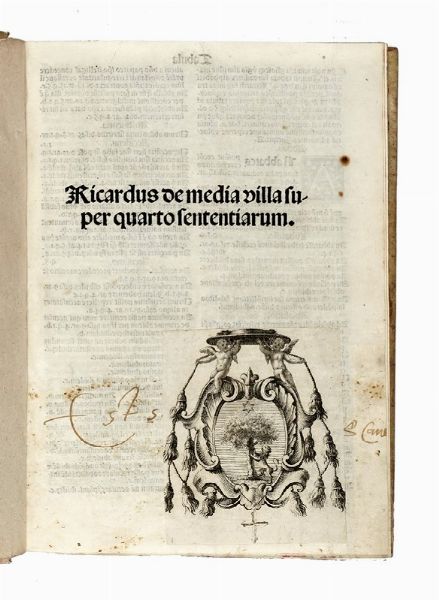 RICHARD MIDDLETON : Ricardus de media villa Super quarto sententiarum.  - Asta Libri, autografi e manoscritti - Associazione Nazionale - Case d'Asta italiane