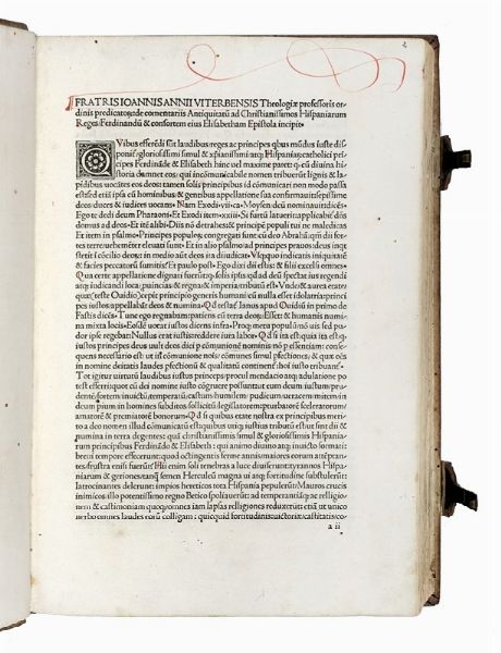 GIOVANNI NANNI : [Auctores vetustissimi]. Fratris Ioannis Annii Viterbensis ordinis predicatorum Theologiae professoris: super opera de Antiquitatibus confecta prefatio incipit.  - Asta Libri, autografi e manoscritti - Associazione Nazionale - Case d'Asta italiane