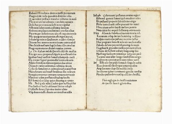 FRANCISCUS PATRITIUS : Ecloga de Christi nativitate.  - Asta Libri, autografi e manoscritti - Associazione Nazionale - Case d'Asta italiane