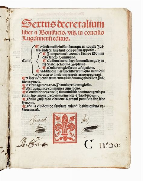BONIFACIUS [PAPA VIII] : Sextus decretalium liber a Bonifacio VIII in concilio Lugdunensi editus...  - Asta Libri, autografi e manoscritti - Associazione Nazionale - Case d'Asta italiane