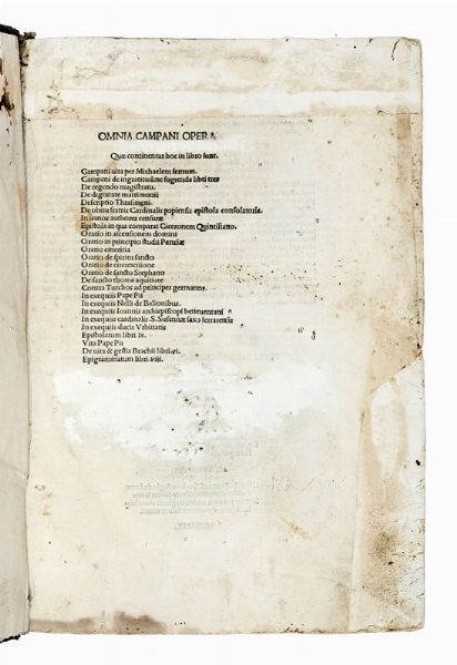 Giovanni Antonio Campano : Omnia Campani opera...  - Asta Libri, autografi e manoscritti - Associazione Nazionale - Case d'Asta italiane