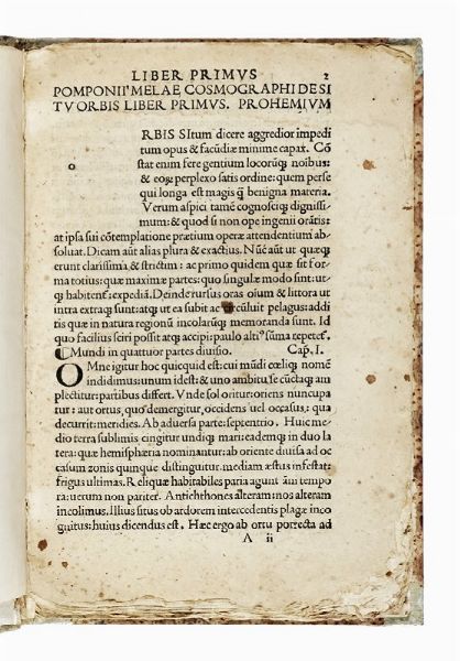 POMPONIUS MELA : [De Situ orbis ab Hermolao Barbaro fideliter emendatus].  - Asta Libri, autografi e manoscritti - Associazione Nazionale - Case d'Asta italiane