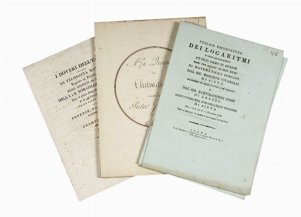 Raccolta di 29 opuscoli filosofico-matematici.  - Asta Libri, autografi e manoscritti - Associazione Nazionale - Case d'Asta italiane