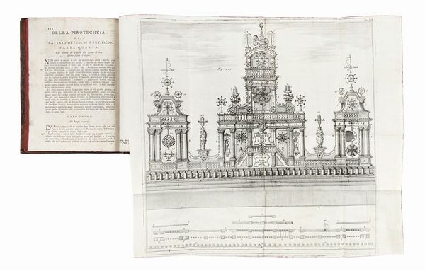 GIUSEPPE ANTONIO ALBERTI : La pirotechnia o sia trattato dei fuochi d'artificio.  - Asta Libri, autografi e manoscritti - Associazione Nazionale - Case d'Asta italiane