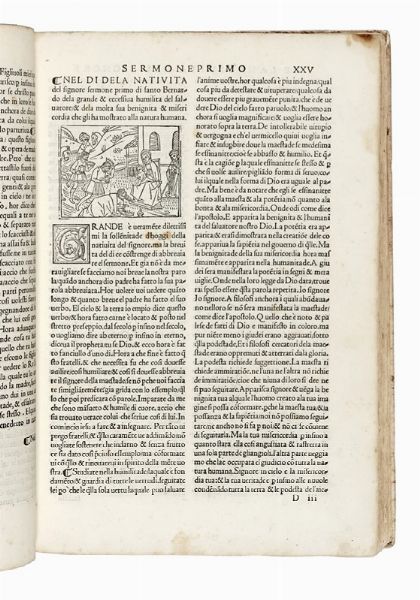 BERNARDUS CLARAVALLENSIS : Sermoni volgari [...] sopra le solennitade di tutto l?anno.  - Asta Libri, autografi e manoscritti - Associazione Nazionale - Case d'Asta italiane