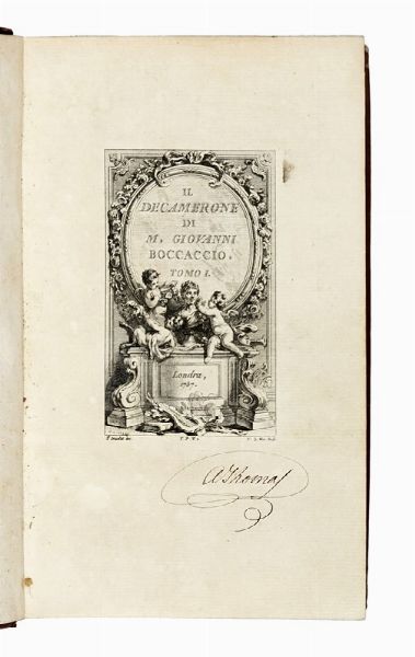 GIOVANNI BOCCACCIO : Il Decamerone di m. Giovanni Boccaccio. Tomo 1. [-5.].  - Asta Libri, autografi e manoscritti - Associazione Nazionale - Case d'Asta italiane