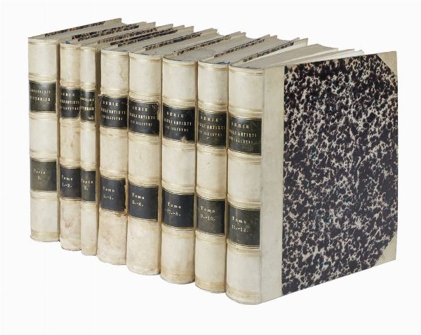 GIOVANNI BATTISTA CECCHI : Serie degli uomini i piu illustri nella pittura, scultura, e architettura con i loro elogi, e ritratti incisi in rame cominciando dalla sua prima restaurazione fino ai tempi presenti. Tomo I (-XII).  - Asta Libri, autografi e manoscritti - Associazione Nazionale - Case d'Asta italiane