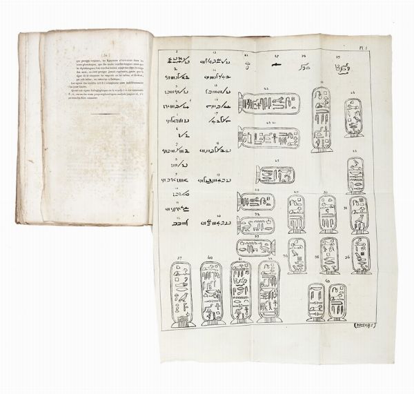 JEAN FRANOIS CHAMPOLLION : Lettre a m. Dacier, secretaire perpetuel de l'Academie Royale des inscription et belles-lettres, relative a l'alphabet des hieroglyphes phonetiques employes par les egiptiens...  - Asta Libri, autografi e manoscritti - Associazione Nazionale - Case d'Asta italiane