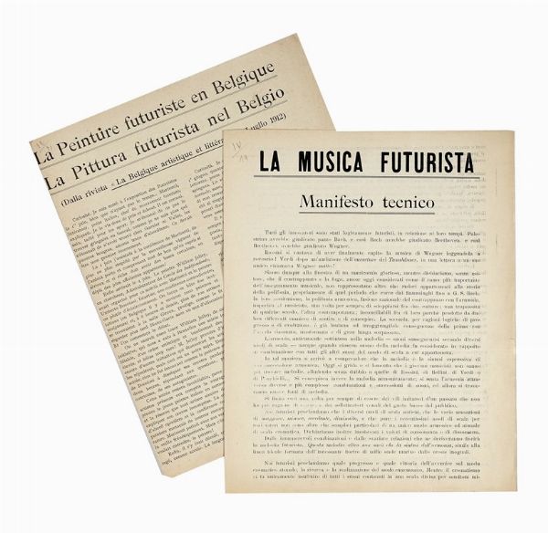FRANCESCO BALILLA PRATELLA : La musica futurista. Manifesto tecnico.  - Asta Libri, autografi e manoscritti - Associazione Nazionale - Case d'Asta italiane