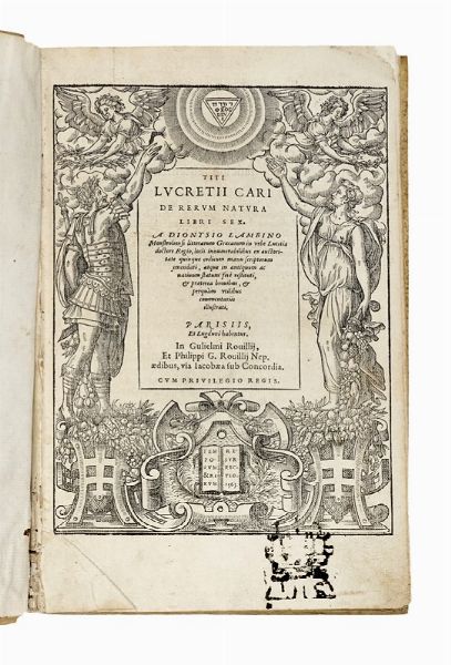 TITUS CARUS LUCRETIUS : De rerum natura libri sex...  - Asta Libri, autografi e manoscritti - Associazione Nazionale - Case d'Asta italiane