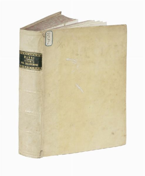 DOMENICO MARIA MANNI : Istoria del Decamerone di Giovanni Boccaccio scritta da Domenico Maria Manni accademico fiorentino.  - Asta Libri, autografi e manoscritti - Associazione Nazionale - Case d'Asta italiane
