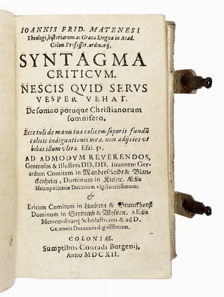 JOHANN FRIEDRICH MATENESIUS : De Luxu et Abusu Vestium nostri temporis, Discursus quadraginta ex Sacrarum Scripturarum, gravissimorumque, Auctorum fonctibus deducti.  - Asta Libri, autografi e manoscritti - Associazione Nazionale - Case d'Asta italiane