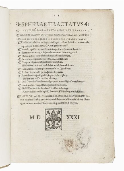 IOANNES (DE) SACROBOSCO : Spherae tractatus...  - Asta Libri, autografi e manoscritti - Associazione Nazionale - Case d'Asta italiane