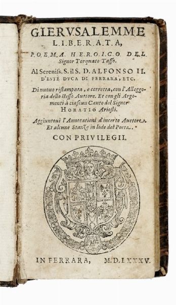 Torquato Tasso : Gierusalemme liberata...  - Asta Libri, autografi e manoscritti - Associazione Nazionale - Case d'Asta italiane