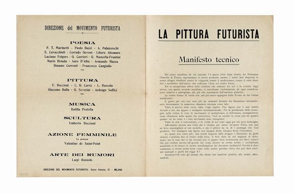 Umberto Boccioni : Vela Latina. Manifesto di Boccioni ai pittori meridionali. (Anno IV, n. 4).  - Asta Libri, autografi e manoscritti - Associazione Nazionale - Case d'Asta italiane