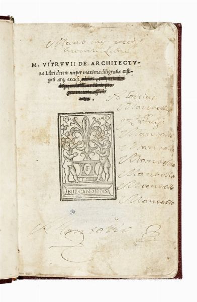 MARCUS POLLIO VITRUVIUS : De architectura libri decem...  - Asta Libri, autografi e manoscritti - Associazione Nazionale - Case d'Asta italiane