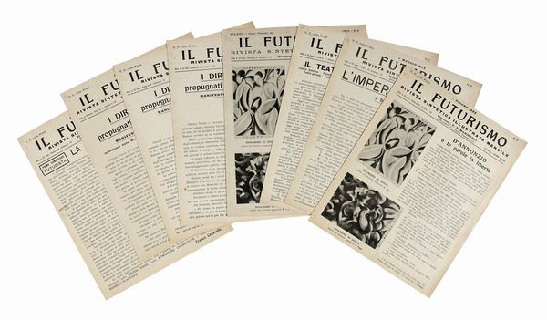 Filippo Tommaso Marinetti : 9 fascicoli della rivista 'Il Futurismo. Rivista sintetica illustrata' [poi: Rivista sintetica illustrata mensile].  - Asta Libri, autografi e manoscritti - Associazione Nazionale - Case d'Asta italiane