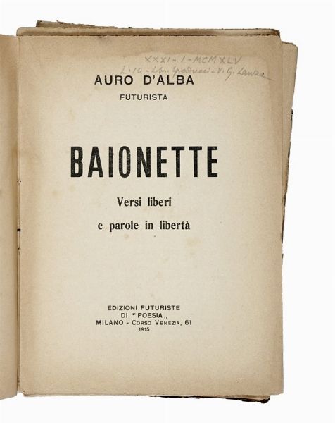CLEMENTE RBORA : Frammenti lirici.  - Asta Libri, autografi e manoscritti - Associazione Nazionale - Case d'Asta italiane