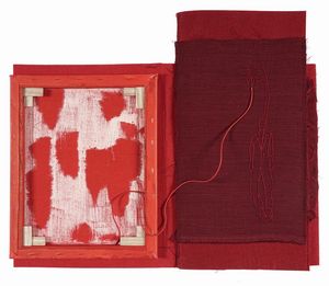 ANNA LAURA LONGO - Oblungo Rosso - Con incorporazione di tela.