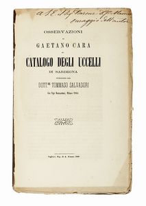 GAETANO CARA - Elenco degli uccelli che trovansi nell'isola di Sardegnà