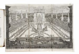 GIOVANNI ANDREA MONIGLIA : Il Mondo Festeggiante. Balletto a cavallo fatto nel teatro congiunto al Palazzo del Sereniss. Gran Duca, per le reali nozze de' serenissimi principi Cosimo Terzo di Toscana, e Margherita Luisa d'Orleans.  - Asta Libri, autografi e manoscritti - Associazione Nazionale - Case d'Asta italiane