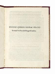 GIOVANNI QUERINI (DI NICOL) - Oratio in eximii viri Benedicti Brugnoli laudem.