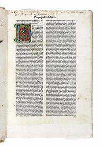 NICOLAUS DE LYRA - [Biblia latina] Prologus primus Venerabilis fratris Nicolai de Lyra ordinis seraphyci francisci: in Testamentum vetus de commendatione Sacrae scripture in generali incipit.