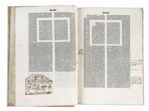 NICOLAUS DE LYRA : [Biblia latina] Prologus primus Venerabilis fratris Nicolai de Lyra ordinis seraphyci francisci: in Testamentum vetus de commendatione Sacrae scripture in generali incipit.  - Asta Libri, autografi e manoscritti - Associazione Nazionale - Case d'Asta italiane