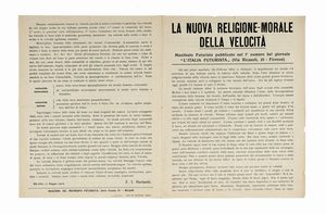 Filippo Tommaso Marinetti - La nuova religione-morale della velocit. Manifesto futurista pubblicato nel 1 numero del giornale L'Italia futurista (Via Ricasoli, 23 - Firenze).