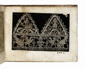 CESARE VECELLIO : Corona delle nobili et virtuose donne, libro terzo. Nel quale si dimostra in varij dissegni, tutte le sorti di mostre di punti... Aggiuntovi in questa quarta impressione molti bellissimi disegni...  - Asta Libri, autografi e manoscritti - Associazione Nazionale - Case d'Asta italiane