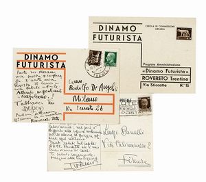 FORTUNATO DEPERO - Cartolina postale Dinamo Futurista, autografa firmata.