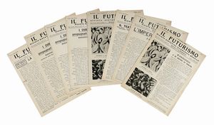 Filippo Tommaso Marinetti - 9 fascicoli della rivista 'Il Futurismo. Rivista sintetica illustrata' [poi: Rivista sintetica illustrata mensile].