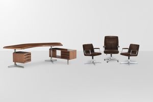 OSVALDO BORSANI - Scrivania mod. T96 e tre poltrone mod. P125