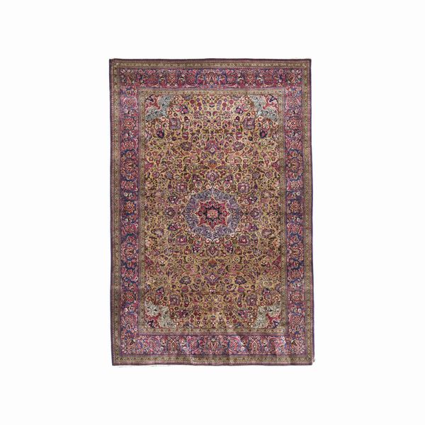 Tappeto Kashan in seta, Persia fine XIX inizio XX secolo  - Asta Tappeti antichi dalla collezione di Manlio e Raoul Cabib - Associazione Nazionale - Case d'Asta italiane