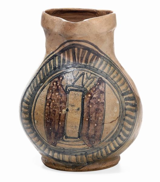 Boccale<BR>Italia centrale Lazio (?), seconda met del XV secolo<BR><BR>Maiolica arcaica. Altezza cm 17 circa. Conservazione: importante rifacimento nella parte superiore attorno al manico e al collo<BR>  - Asta Maioliche e Porcellane - Associazione Nazionale - Case d'Asta italiane