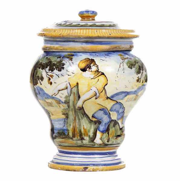 Un vaso e un coperchio<BR>Napoli, Lorenzo Salandra, circa met del XVIII secolo<BR>  - Asta Maioliche e Porcellane - Associazione Nazionale - Case d'Asta italiane
