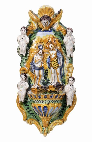 Acquasantiera<BR>Campania, Ischia, XVIII secolo<BR>  - Asta Maioliche e Porcellane - Associazione Nazionale - Case d'Asta italiane