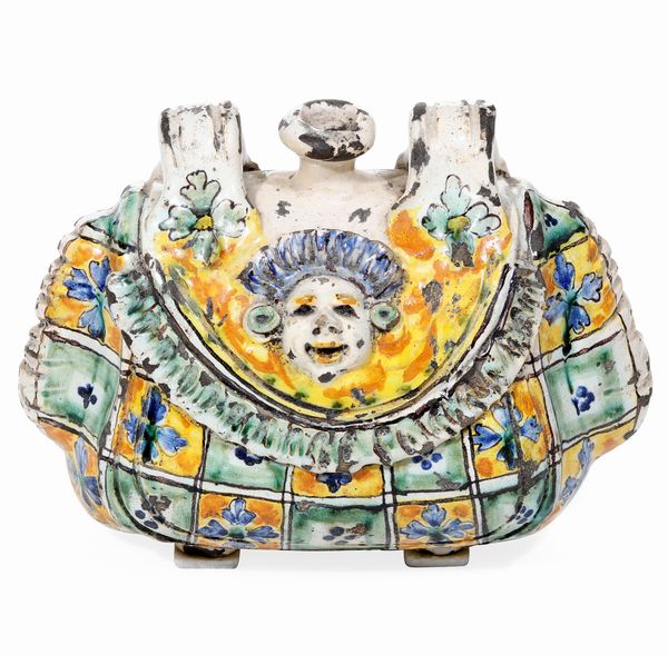 Fiasca da pellegrino<BR>Sicilia, Caltagirone, XIX secolo  - Asta Maioliche e Porcellane - Associazione Nazionale - Case d'Asta italiane