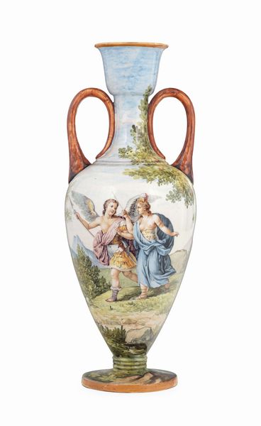 Vaso ad anfora biansato<BR>Doccia, Manifattura Ginori, 1873-1874 circa (modello); 1894-1895 circa (decoro)<BR>  - Asta Maioliche e Porcellane - Associazione Nazionale - Case d'Asta italiane