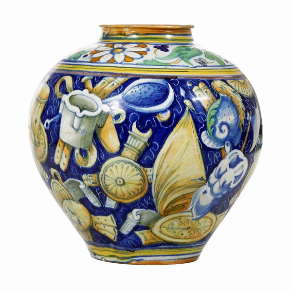Vaso (boccia)<BR>Venezia, bottega di mastro Domenego, 1560-1570 circa  - Asta Maioliche e Porcellane - Associazione Nazionale - Case d'Asta italiane
