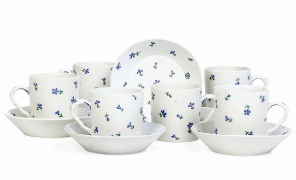 Sei tazze con piattino<BR>Torino, Manifattura di Vinovo, periodo Lomello, 1815-1825<BR>  - Asta Maioliche e Porcellane - Associazione Nazionale - Case d'Asta italiane