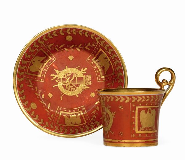 Tazza con piattino<BR>Doccia, Manifattura Ginori, verso il 1820  - Asta Maioliche e Porcellane - Associazione Nazionale - Case d'Asta italiane