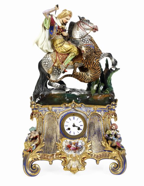 Monumentale orologio da camino<BR>Francia, Limoges, Manifattura di Michel e Valin (1833-1879), 1839 circa<BR>  - Asta Maioliche e Porcellane - Associazione Nazionale - Case d'Asta italiane