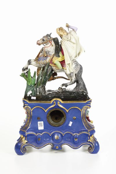 Monumentale orologio da camino<BR>Francia, Limoges, Manifattura di Michel e Valin (1833-1879), 1839 circa<BR>  - Asta Maioliche e Porcellane - Associazione Nazionale - Case d'Asta italiane