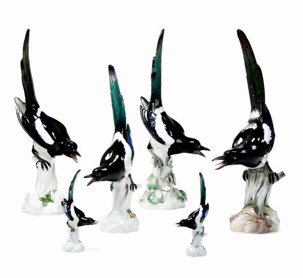 Sei figure di gazze <BR>Meissen, met del XX secolo<BR>  - Asta Maioliche e Porcellane - Associazione Nazionale - Case d'Asta italiane