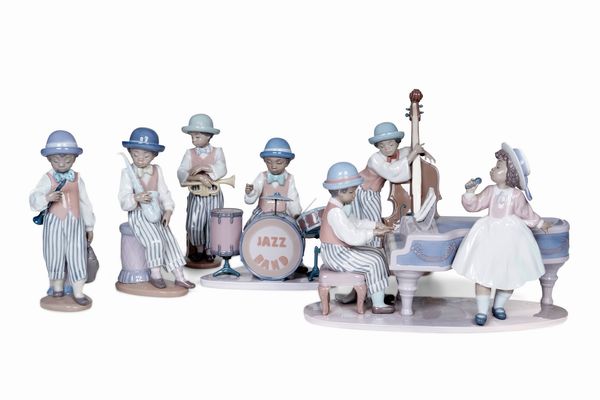 Black Legacy Jazz Band. <BR>Spagna, Manifattura di Liadro, 1990 circa.  - Asta Maioliche e Porcellane - Associazione Nazionale - Case d'Asta italiane