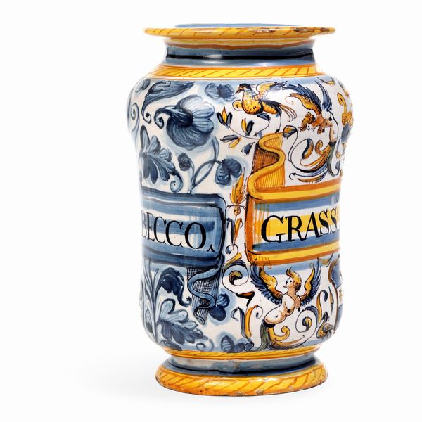 Albarello<BR>Deruta, 1652  - Asta Maioliche e Porcellane - Associazione Nazionale - Case d'Asta italiane